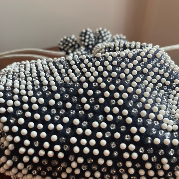 Vintage Unbranded 1960s Reversible Beaded Drawstring Small Evening Purse - Picture 8 of 8